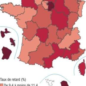 France :  cartographie du retard scolaire à l’entrée en 6e